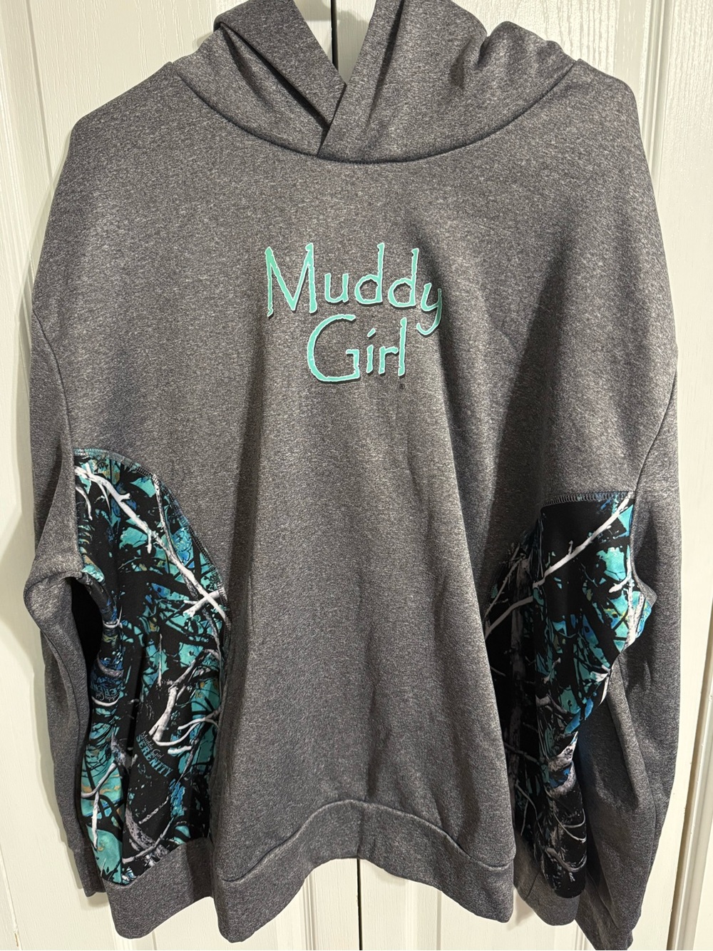 🩵 Muddy Girl Teal Camo & Grey Hoodie 🩵